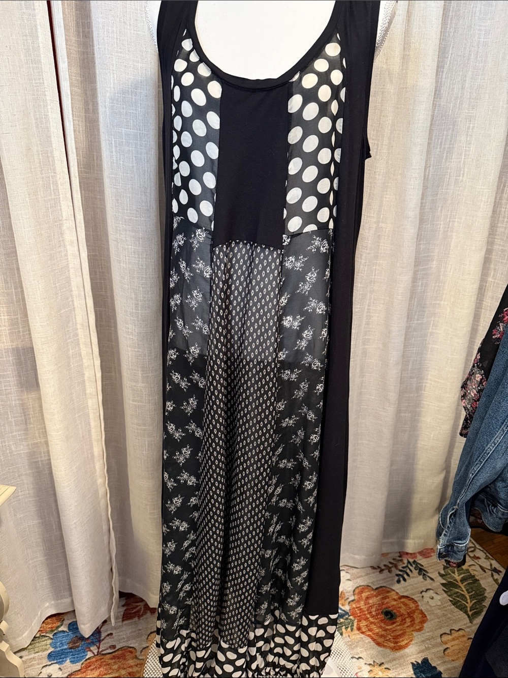 Gershon Bram XL Mixed Print Bubble Hem Maxi Dress